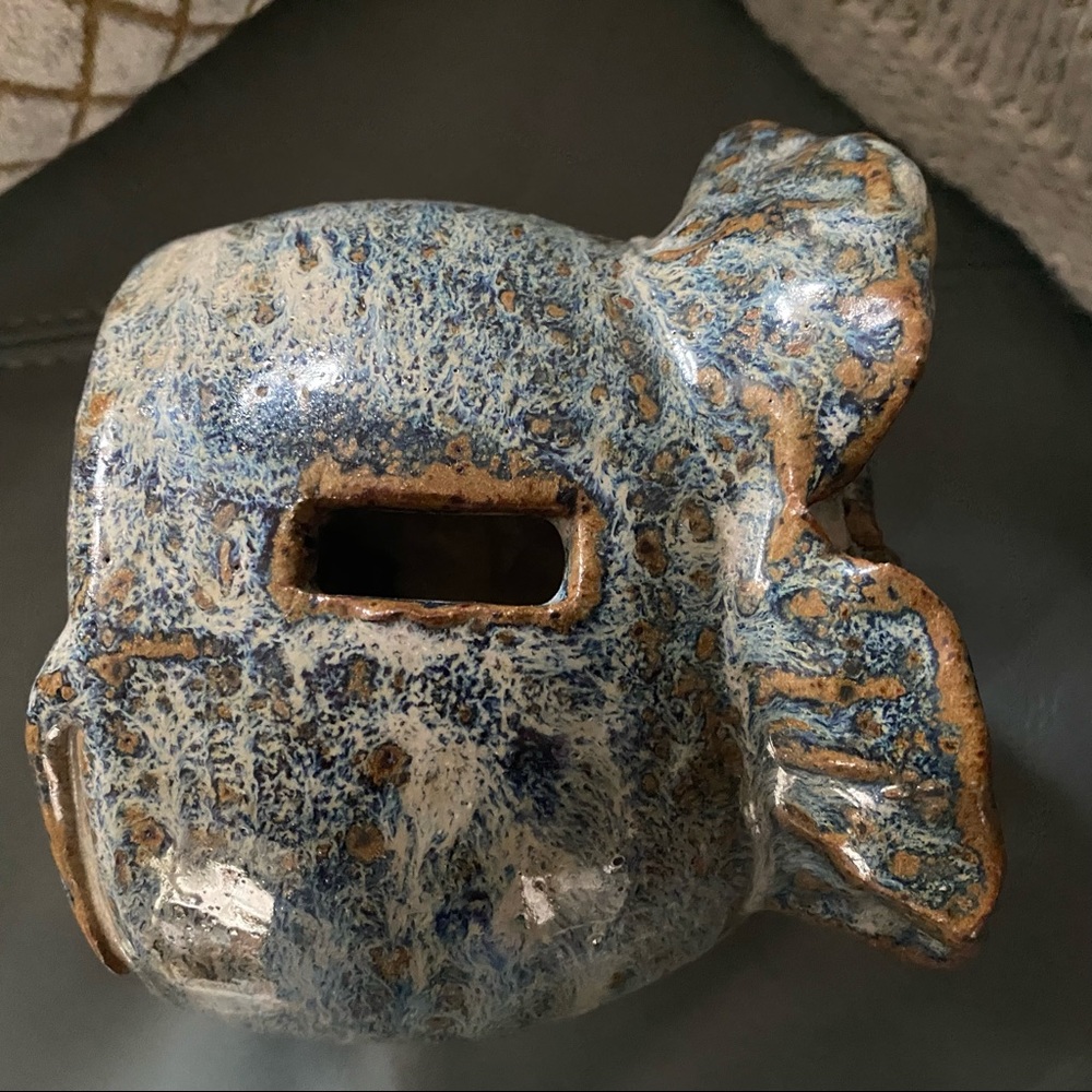 GORGEOUS Vintage 🐘ELEPHANT Drip GLAZE Hand Made Original POTTERY BANK - Picture 9 of 14